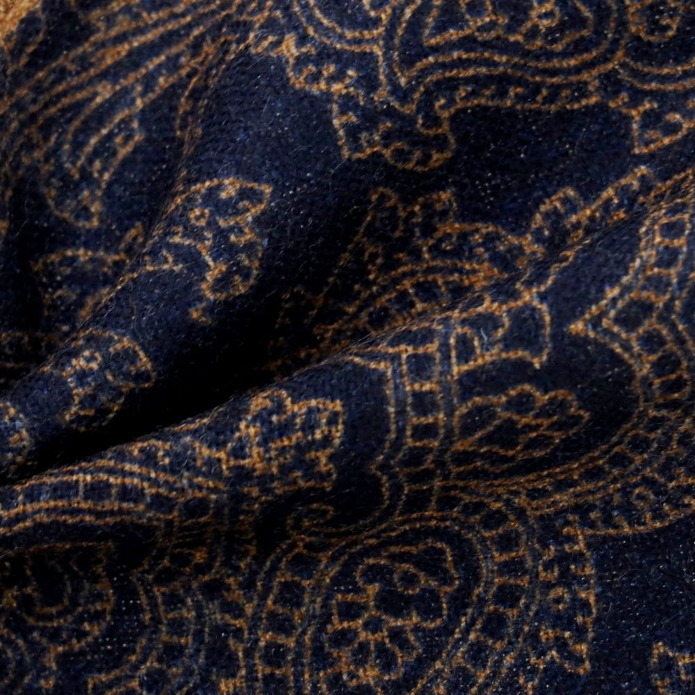 【中古】ブリューワー BREUER ウール ペイズリー柄 ポケットチーフ ネイビーxブラウン【 状態ランクB 】【 メンズ 】