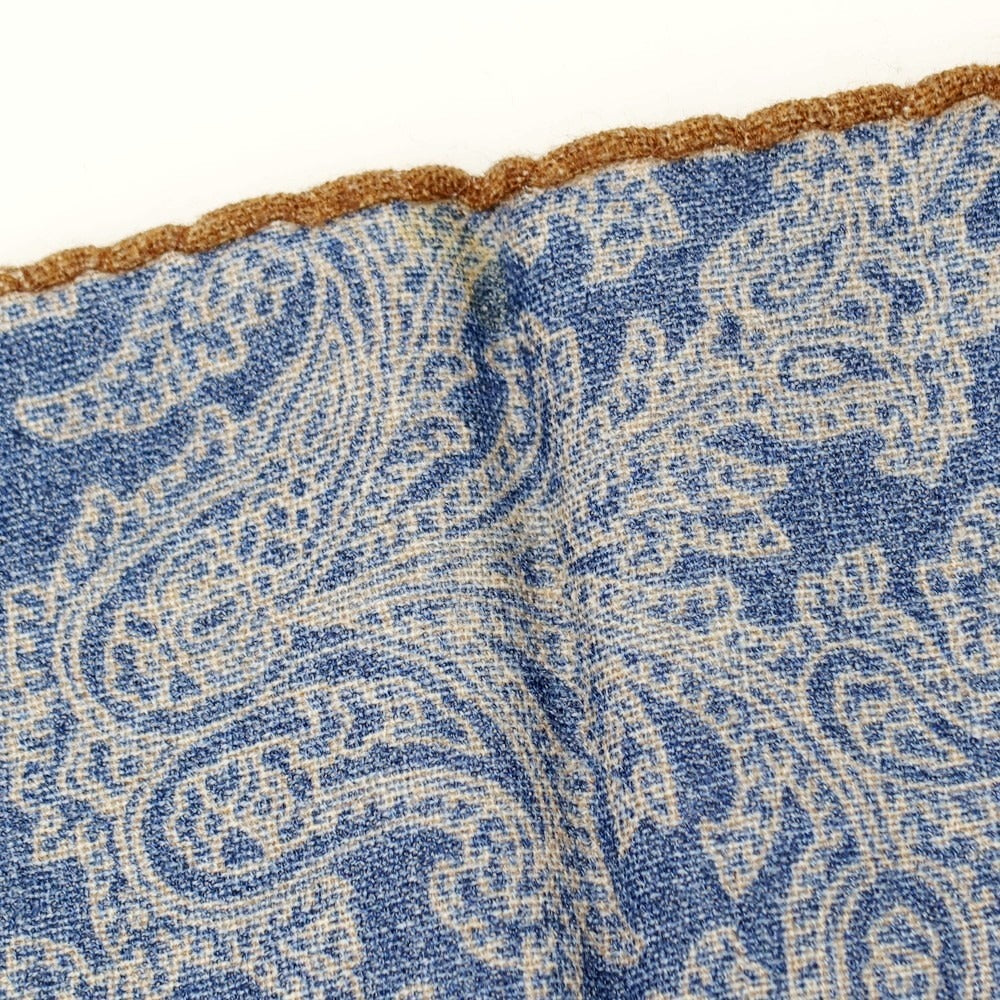 【中古】ブリューワー BREUER ウール ペイズリー柄 ポケットチーフ ネイビーxブラウン【 状態ランクB 】【 メンズ 】