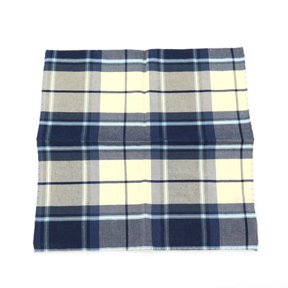 【中古】ラルディーニ LARDINI コットンリネン チェック ポケットチーフ ネイビーxアイボリー【 状態ランクB 】【 メンズ 】