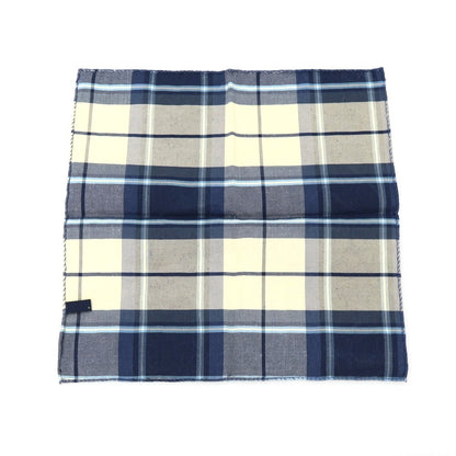 【中古】ラルディーニ LARDINI コットンリネン チェック ポケットチーフ ネイビーxアイボリー【 状態ランクB 】【 メンズ 】