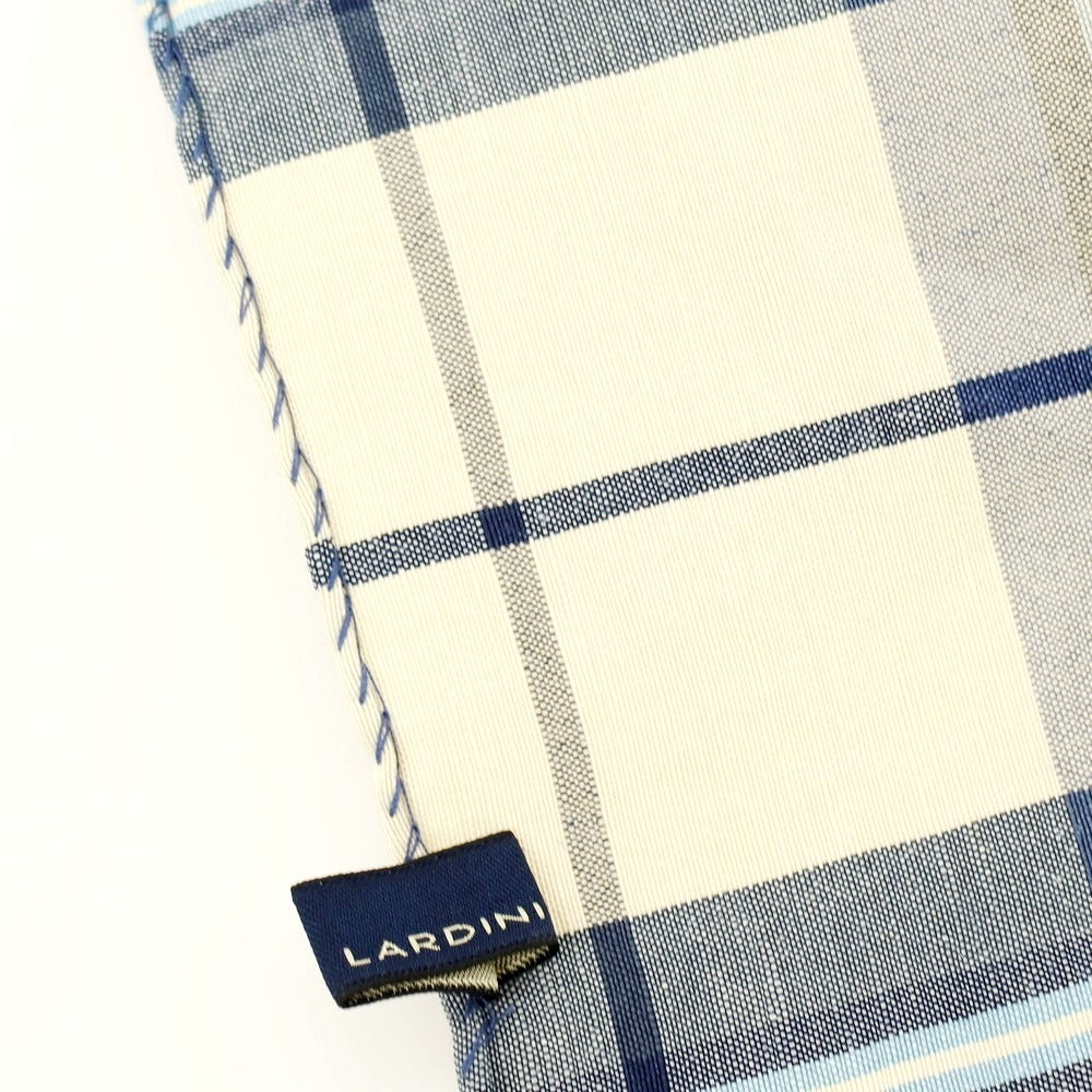 【中古】ラルディーニ LARDINI コットンリネン チェック ポケットチーフ ネイビーxアイボリー【 状態ランクB 】【 メンズ 】