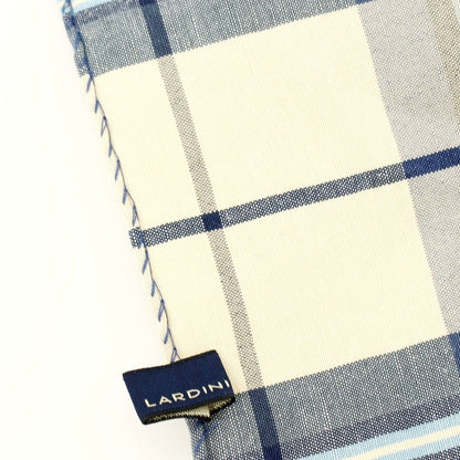 【中古】ラルディーニ LARDINI コットンリネン チェック ポケットチーフ ネイビーxアイボリー【 状態ランクB 】【 メンズ 】