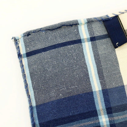 【中古】ラルディーニ LARDINI コットンリネン チェック ポケットチーフ ネイビーxアイボリー【 状態ランクB 】【 メンズ 】
