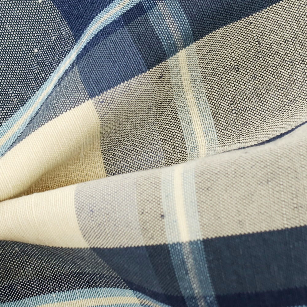 【中古】ラルディーニ LARDINI コットンリネン チェック ポケットチーフ ネイビーxアイボリー【 状態ランクB 】【 メンズ 】