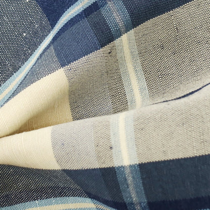 【中古】ラルディーニ LARDINI コットンリネン チェック ポケットチーフ ネイビーxアイボリー【 状態ランクB 】【 メンズ 】