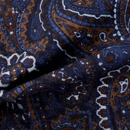 【中古】ジエレ GIERRE ウールシルク ペイズリー柄 ポケットチーフ ネイビーxダークブラウン【 状態ランクA 】【 メンズ 】