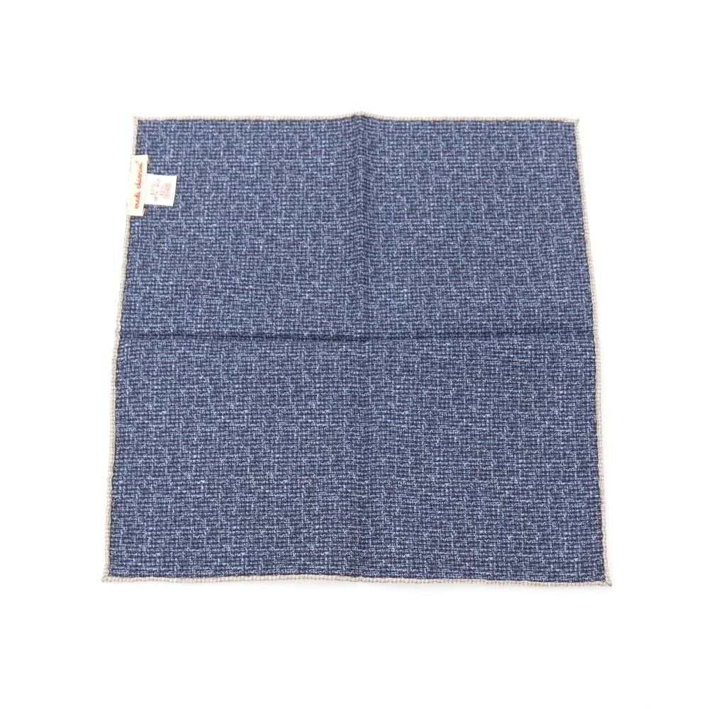 【中古】エレディキャリーニ EREDI CHIARINI シルクコットン 小紋 ポケットチーフ ネイビーxトープ【 状態ランクA 】【 メンズ 】