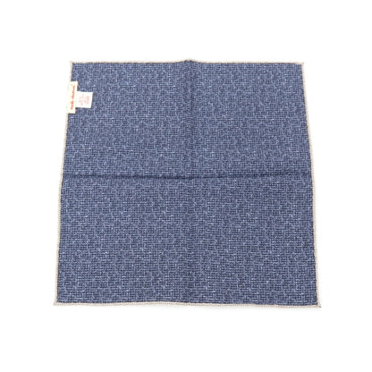 【中古】エレディキャリーニ EREDI CHIARINI シルクコットン 小紋 ポケットチーフ ネイビーxトープ【 状態ランクA 】【 メンズ 】