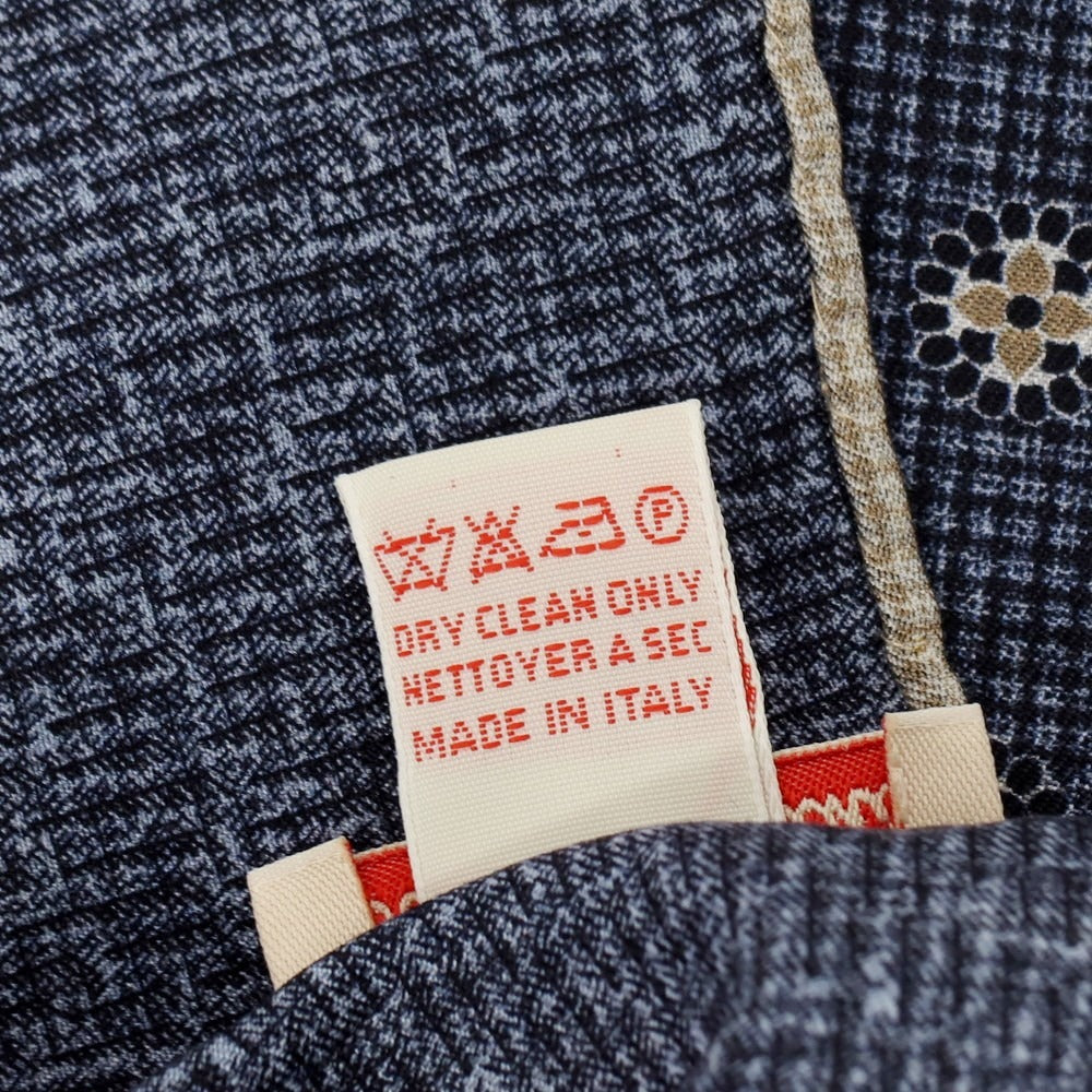 【中古】エレディキャリーニ EREDI CHIARINI シルクコットン 小紋 ポケットチーフ ネイビーxトープ【 状態ランクA 】【 メンズ 】