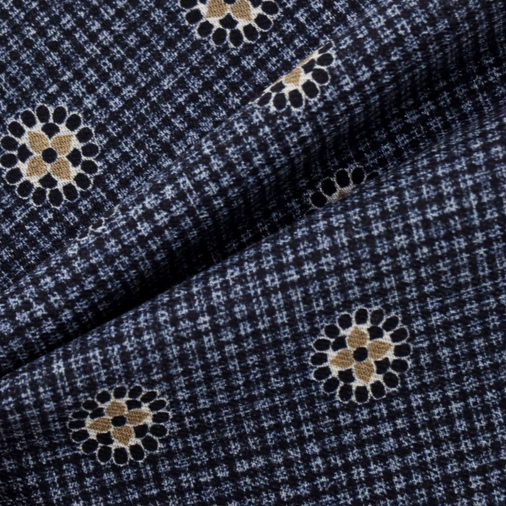 【中古】エレディキャリーニ EREDI CHIARINI シルクコットン 小紋 ポケットチーフ ネイビーxトープ【 状態ランクA 】【 メンズ 】