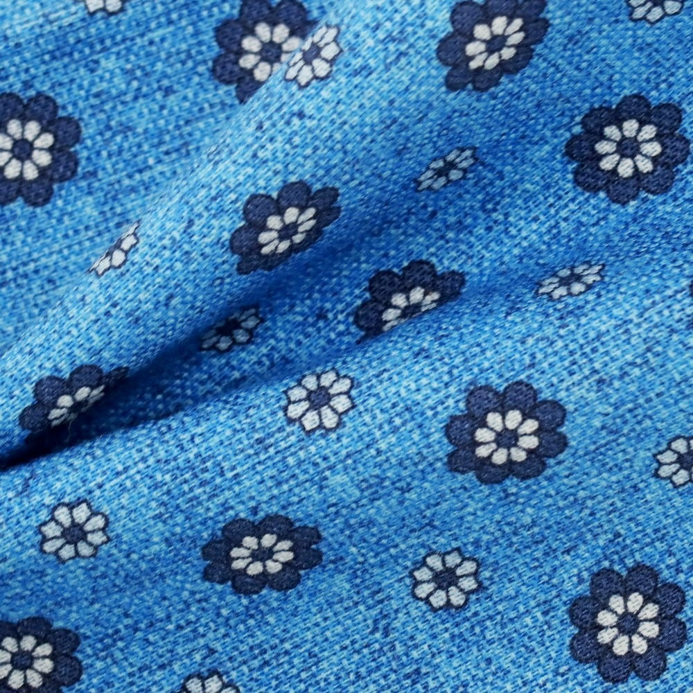 【中古】エレディキャリーニ EREDI CHIARINI コットンリネン 小紋 ポケットチーフ ブルー系【 状態ランクA 】【 メンズ 】