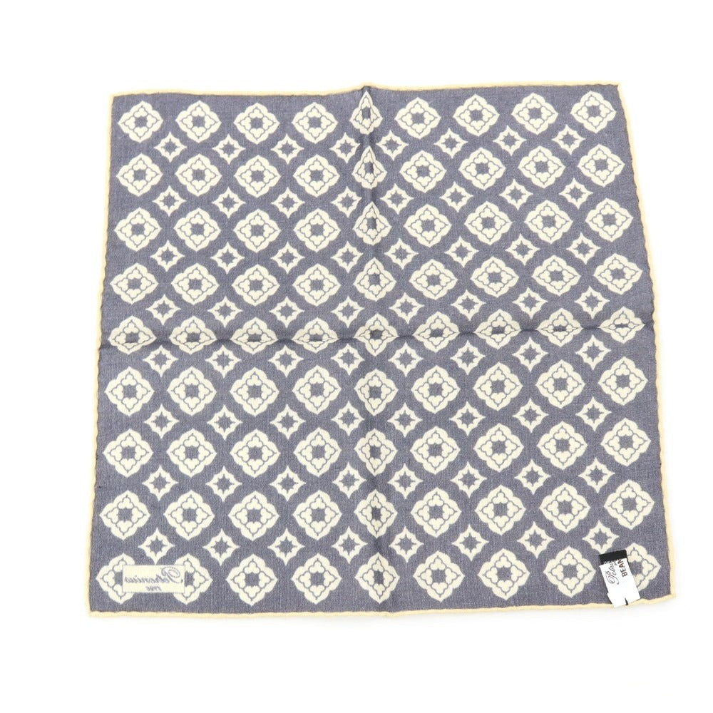 【中古】ペトロニウス PETRONIUS ウールシルク ポケットチーフ ネイビーxライトベージュ【 状態ランクA 】【 メンズ 】