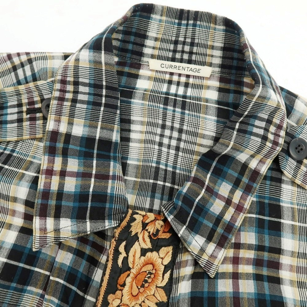 【中古】カレンテージ CURRENTAGE コットンシルク チェック ブルゾン ブラックxホワイト【 表記なし（L位） 】【 状態ランクB 】【 メンズ 】