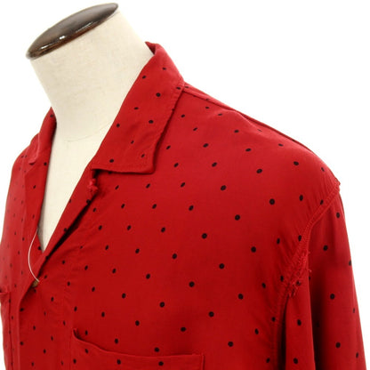 【中古】アローン ALONE レーヨン ドット オープンカラー カジュアルシャツ レッドxブラック【サイズ3】【 状態ランクC 】【 メンズ 】