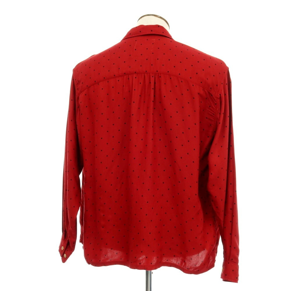 【中古】アローン ALONE レーヨン ドット オープンカラー カジュアルシャツ レッドxブラック【サイズ3】【 状態ランクC 】【 メンズ 】