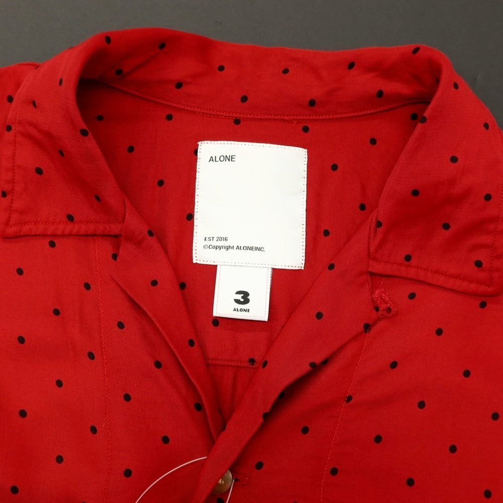 【中古】アローン ALONE レーヨン ドット オープンカラー カジュアルシャツ レッドxブラック【サイズ3】【 状態ランクC 】【 メンズ 】