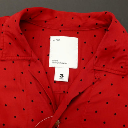 【中古】アローン ALONE レーヨン ドット オープンカラー カジュアルシャツ レッドxブラック【サイズ3】【 状態ランクC 】【 メンズ 】