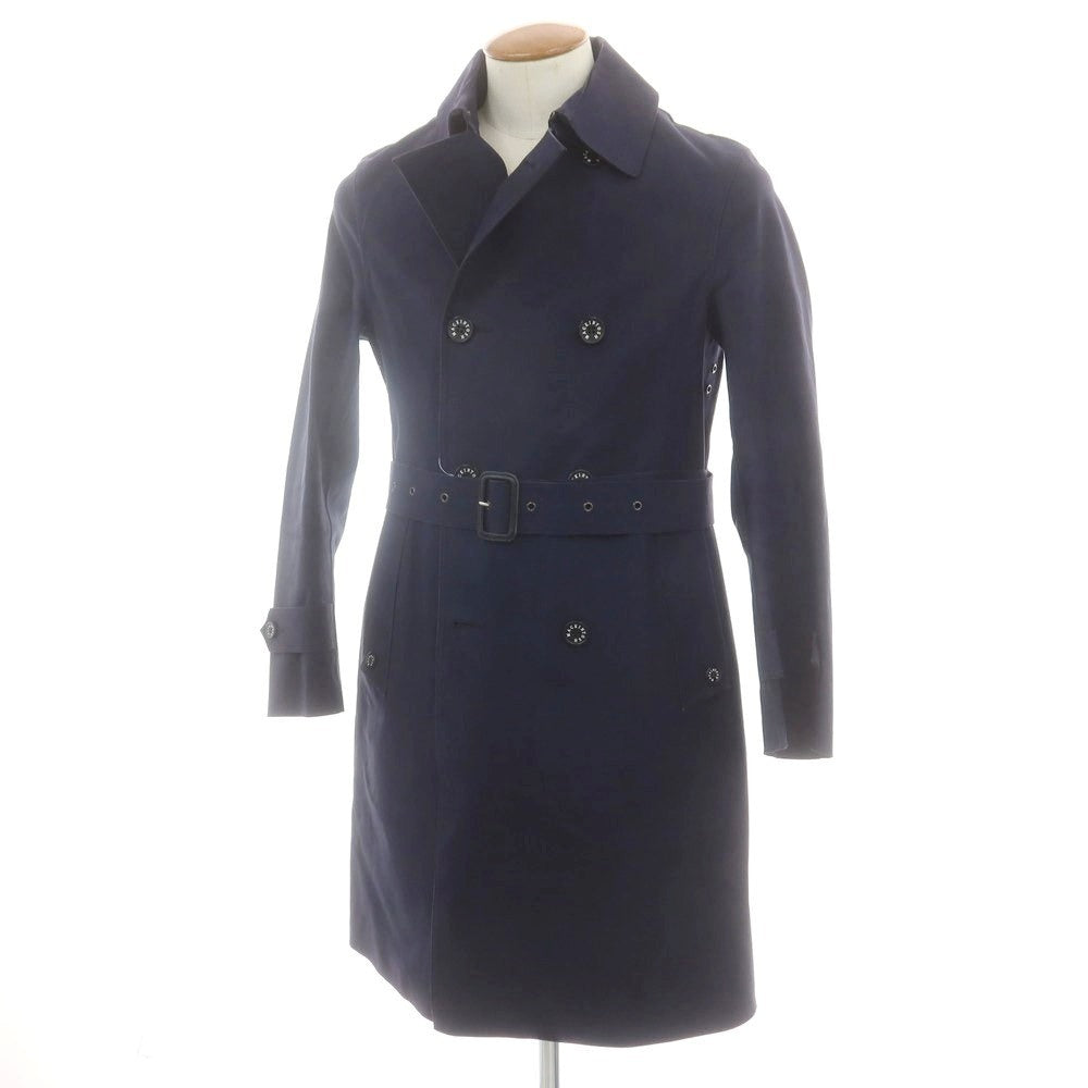 【中古】マッキントッシュ Mackintosh ゴム引き コットン ダブルブレストコート ネイビー【 38 】【 状態ランクD 】【 メンズ 】