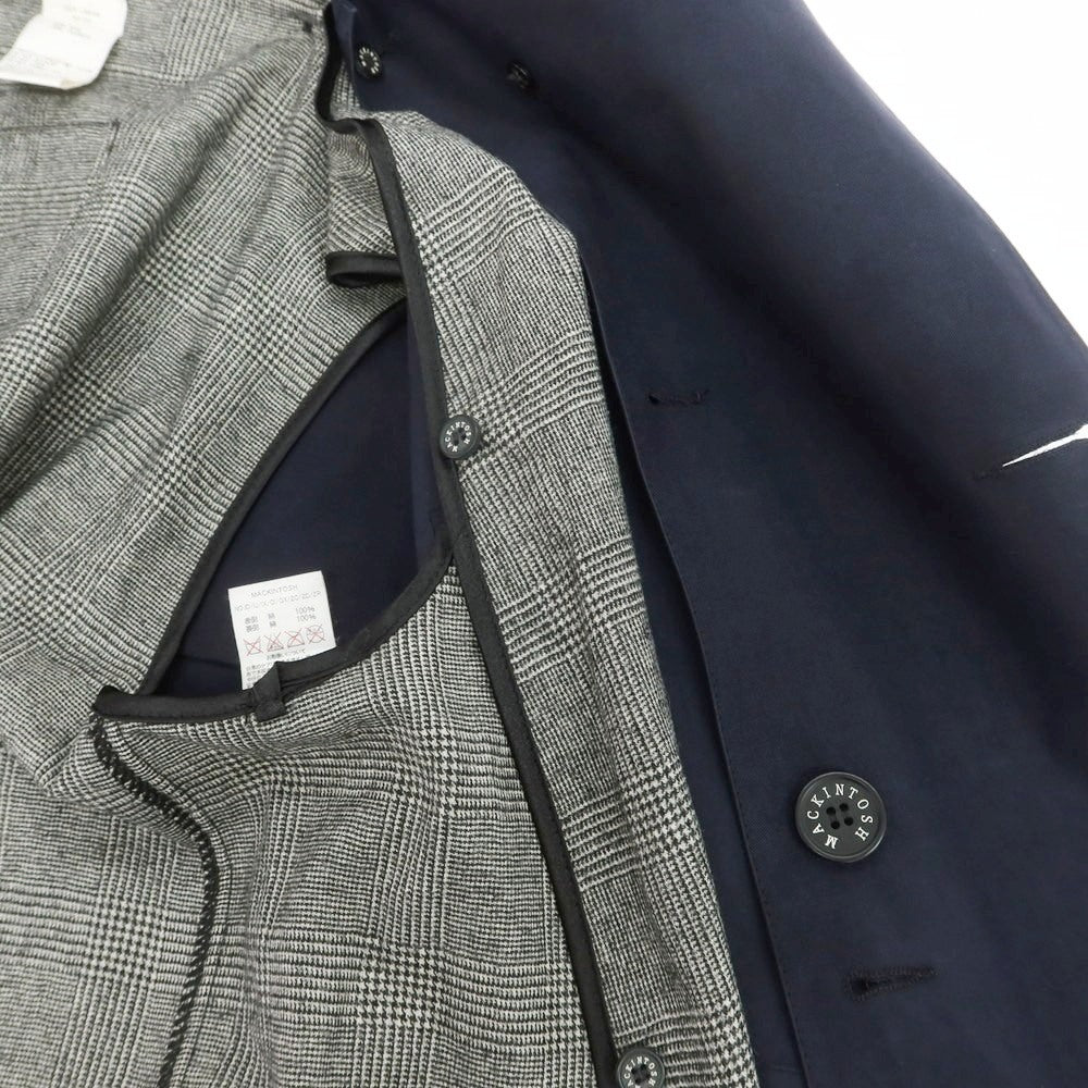 【中古】マッキントッシュ Mackintosh ゴム引き コットン ダブルブレストコート ネイビー【 38 】【 状態ランクD 】【 メンズ 】