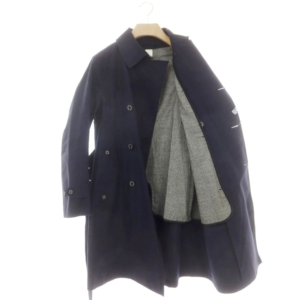 【中古】マッキントッシュ Mackintosh ゴム引き コットン ダブルブレストコート ネイビー【 38 】【 状態ランクD 】【 メンズ 】