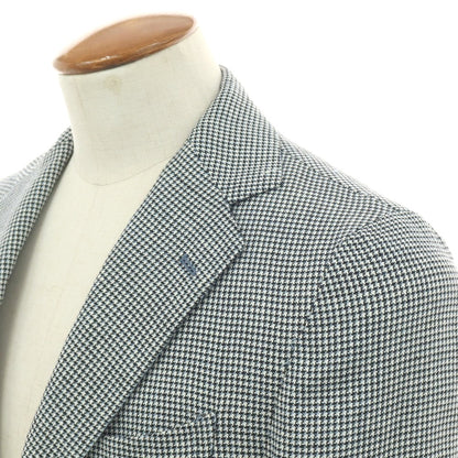 【中古】エリコフォルミコラ ERRICO FORMICOLA シルクリネンウール ハウンドトゥース 3B テーラードジャケット ホワイトxブラック×ライトブルー【 46 】【 状態ランクB 】【 メンズ 】