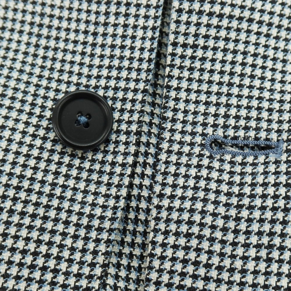 【中古】エリコフォルミコラ ERRICO FORMICOLA シルクリネンウール ハウンドトゥース 3B テーラードジャケット ホワイトxブラック×ライトブルー【 46 】【 状態ランクB 】【 メンズ 】
