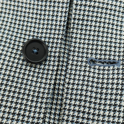 【中古】エリコフォルミコラ ERRICO FORMICOLA シルクリネンウール ハウンドトゥース 3B テーラードジャケット ホワイトxブラック×ライトブルー【 46 】【 状態ランクB 】【 メンズ 】