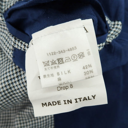 【中古】エリコフォルミコラ ERRICO FORMICOLA シルクリネンウール ハウンドトゥース 3B テーラードジャケット ホワイトxブラック×ライトブルー【 46 】【 状態ランクB 】【 メンズ 】