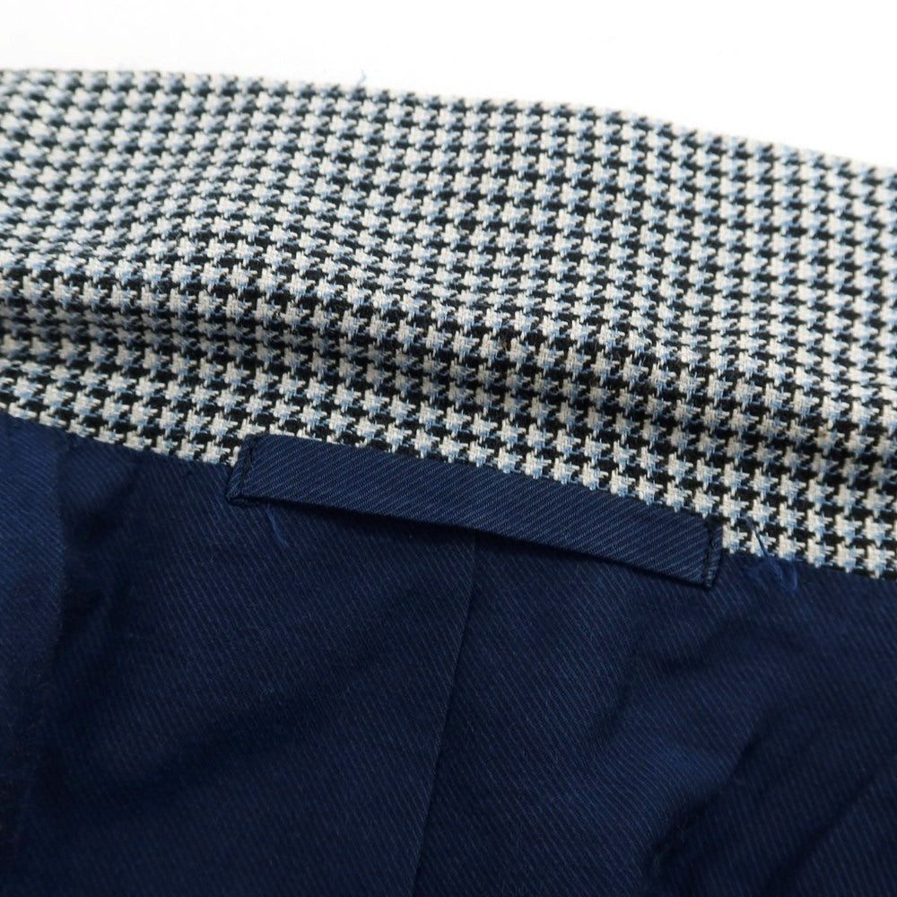 【中古】エリコフォルミコラ ERRICO FORMICOLA シルクリネンウール ハウンドトゥース 3B テーラードジャケット ホワイトxブラック×ライトブルー【 46 】【 状態ランクB 】【 メンズ 】