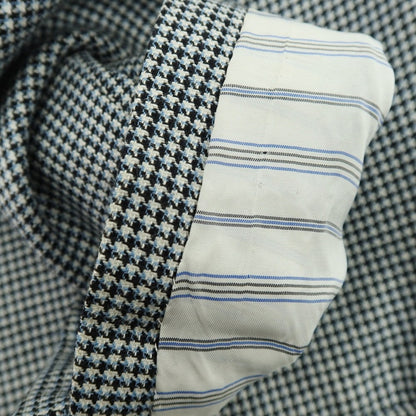 【中古】エリコフォルミコラ ERRICO FORMICOLA シルクリネンウール ハウンドトゥース 3B テーラードジャケット ホワイトxブラック×ライトブルー【 46 】【 状態ランクB 】【 メンズ 】