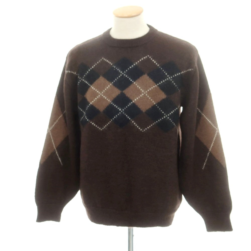 【中古】バトナー BATONER UNITED ARROWS別注 モヘヤウール アーガイル柄 クルーネック プルオーバーニット ダークブラウン【 1 】【 状態ランクB 】【 メンズ 】