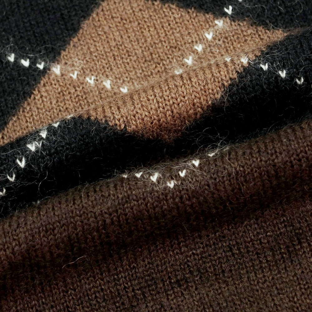 【中古】バトナー BATONER UNITED ARROWS別注 モヘヤウール アーガイル柄 クルーネック プルオーバーニット ダークブラウン【 1 】【 状態ランクB 】【 メンズ 】