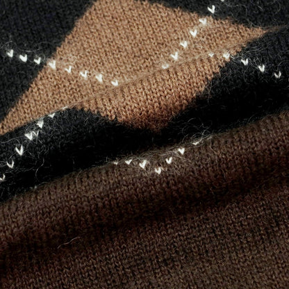 【中古】バトナー BATONER UNITED ARROWS別注 モヘヤウール アーガイル柄 クルーネック プルオーバーニット ダークブラウン【 1 】【 状態ランクB 】【 メンズ 】