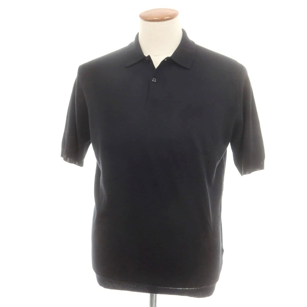 【中古】ジョンスメドレー JOHN SMEDLEY UNITED ARROWS別注 ハイゲージ ウール 半袖 ポロニット ブラック【 M 】【 状態ランクB 】【 メンズ 】