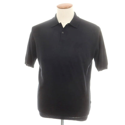 【中古】ジョンスメドレー JOHN SMEDLEY UNITED ARROWS別注 ハイゲージ ウール 半袖 ポロニット ブラック【 M 】【 状態ランクB 】【 メンズ 】