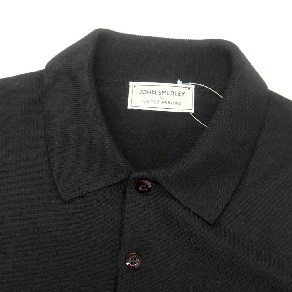 【中古】ジョンスメドレー JOHN SMEDLEY UNITED ARROWS別注 ハイゲージ ウール 半袖 ポロニット ブラック【 M 】【 状態ランクB 】【 メンズ 】