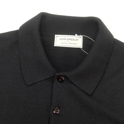 【中古】ジョンスメドレー JOHN SMEDLEY UNITED ARROWS別注 ハイゲージ ウール 半袖 ポロニット ブラック【 M 】【 状態ランクB 】【 メンズ 】