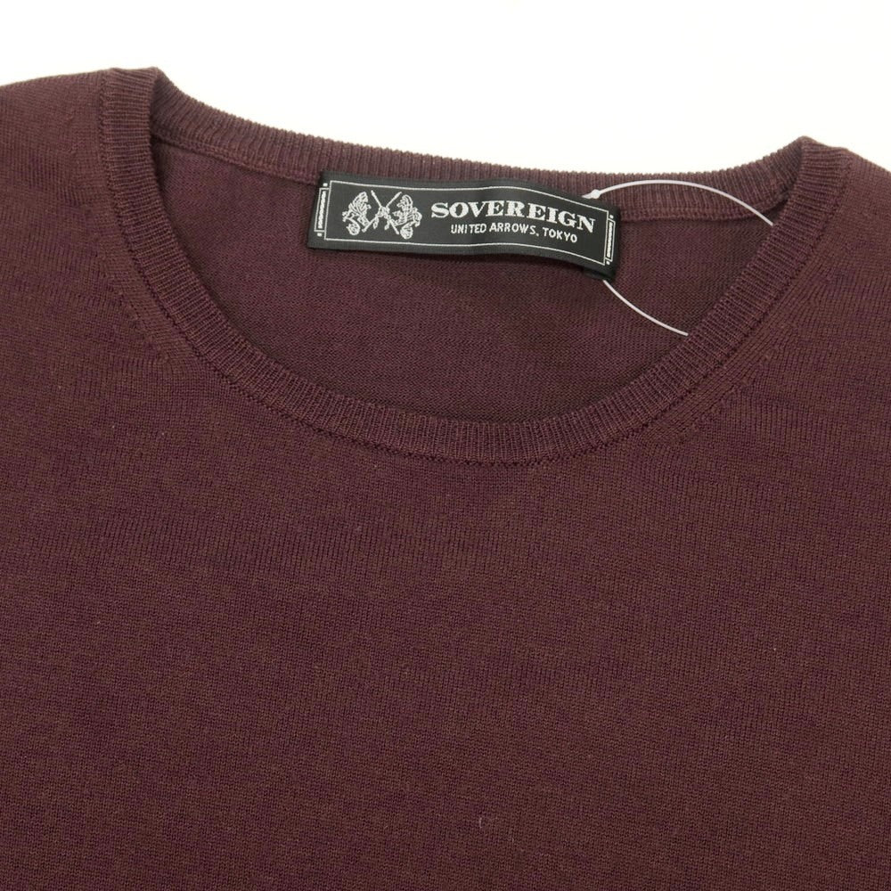 【中古】ソブリン SOVEREIGN ハイゲージ ウール クルーネック プルオーバーニット ブラウンパープル【 M 】【 状態ランクB 】【 メンズ 】