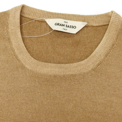 【中古】グランサッソ GRAN SASSO ハイゲージ ウール クルーネック プルオーバーニット ベージュ【 48 】【 状態ランクB 】【 メンズ 】