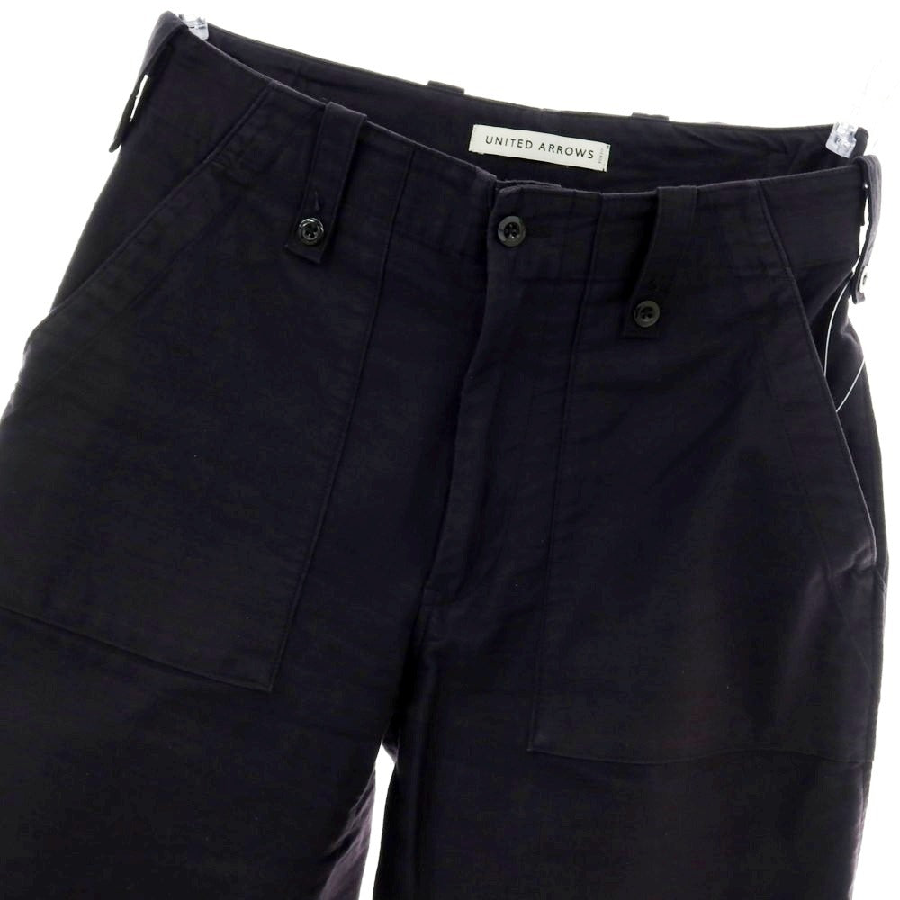 【中古】ユナイテッドアローズ UNITED ARROWS コットン ワイド ワークパンツ ブラック【 M 】【 状態ランクC 】【 メンズ 】