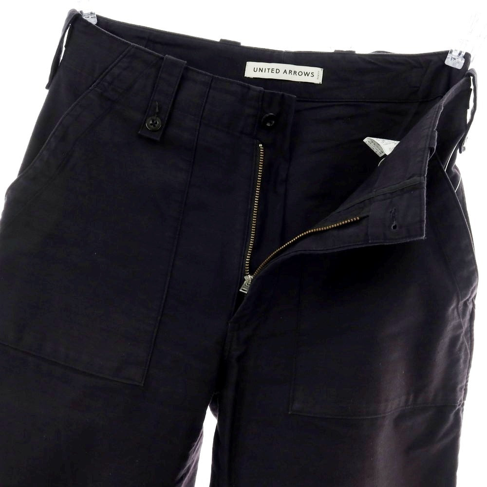 【中古】ユナイテッドアローズ UNITED ARROWS コットン ワイド ワークパンツ ブラック【 M 】【 状態ランクC 】【 メンズ 】
