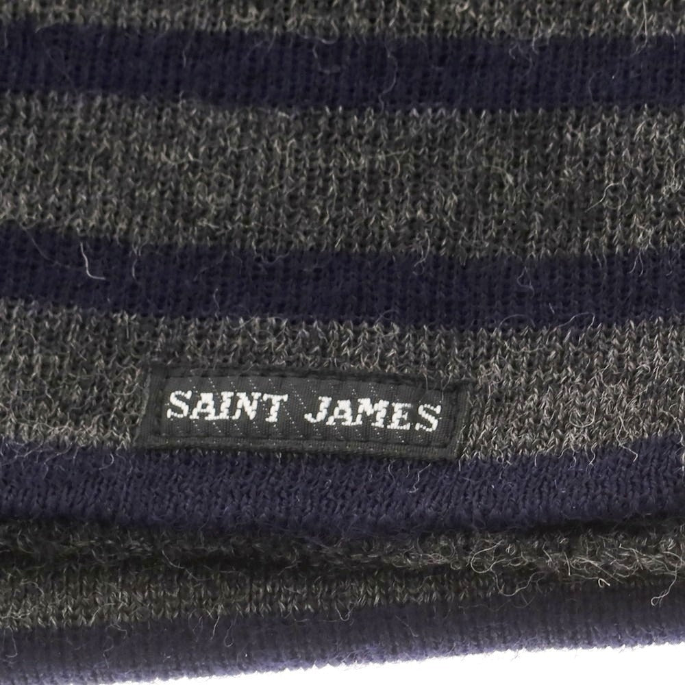 【中古】セントジェームス SAINT JAMES ウール ボーダー マフラー グレーxネイビー【 状態ランクB 】【 ユニセックス 】