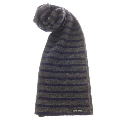 【中古】セントジェームス SAINT JAMES ウール ボーダー マフラー グレーxネイビー【 状態ランクB 】【 ユニセックス 】