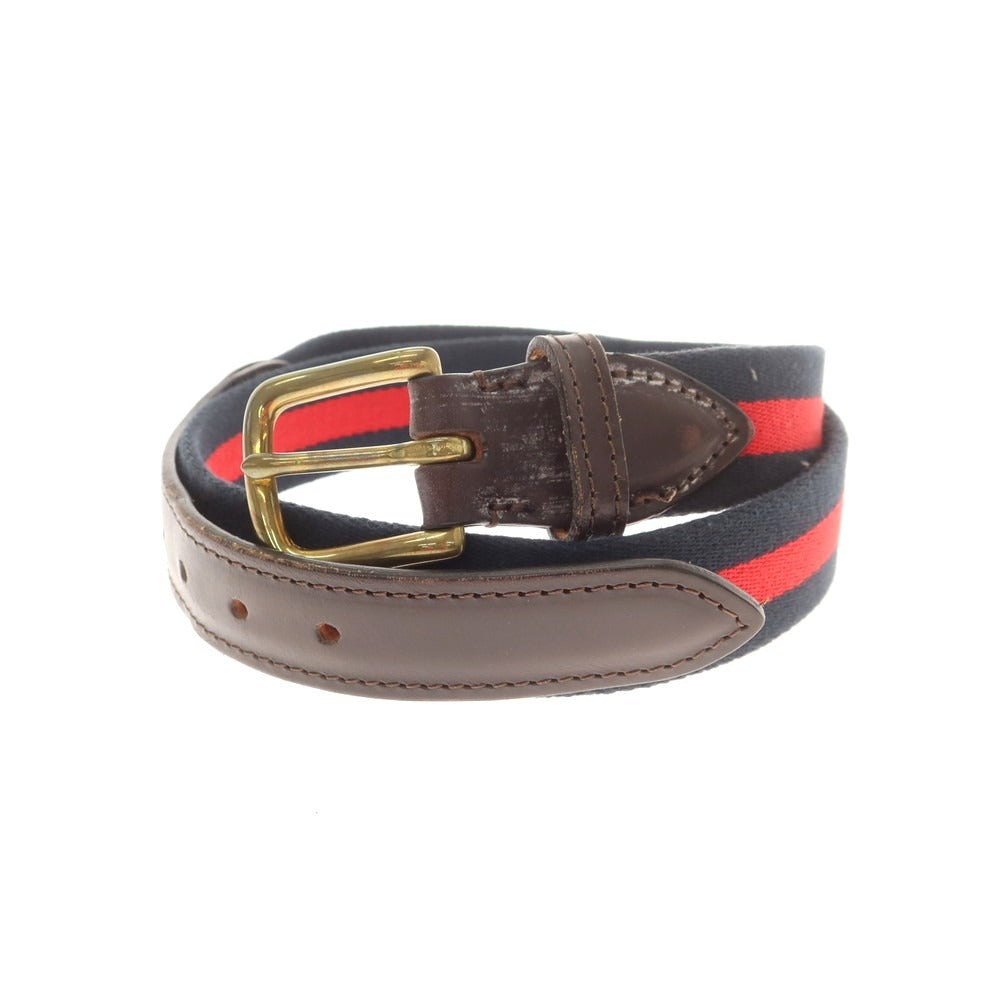 【中古】ホワイトハウスコックス Whitehouse Cox コットン×レザー ベルト ネイビーxレッド【 80 】【 状態ランクC 】【 メンズ 】
