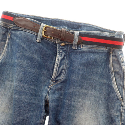 【中古】ホワイトハウスコックス Whitehouse Cox コットン×レザー ベルト ネイビーxレッド【 80 】【 状態ランクC 】【 メンズ 】