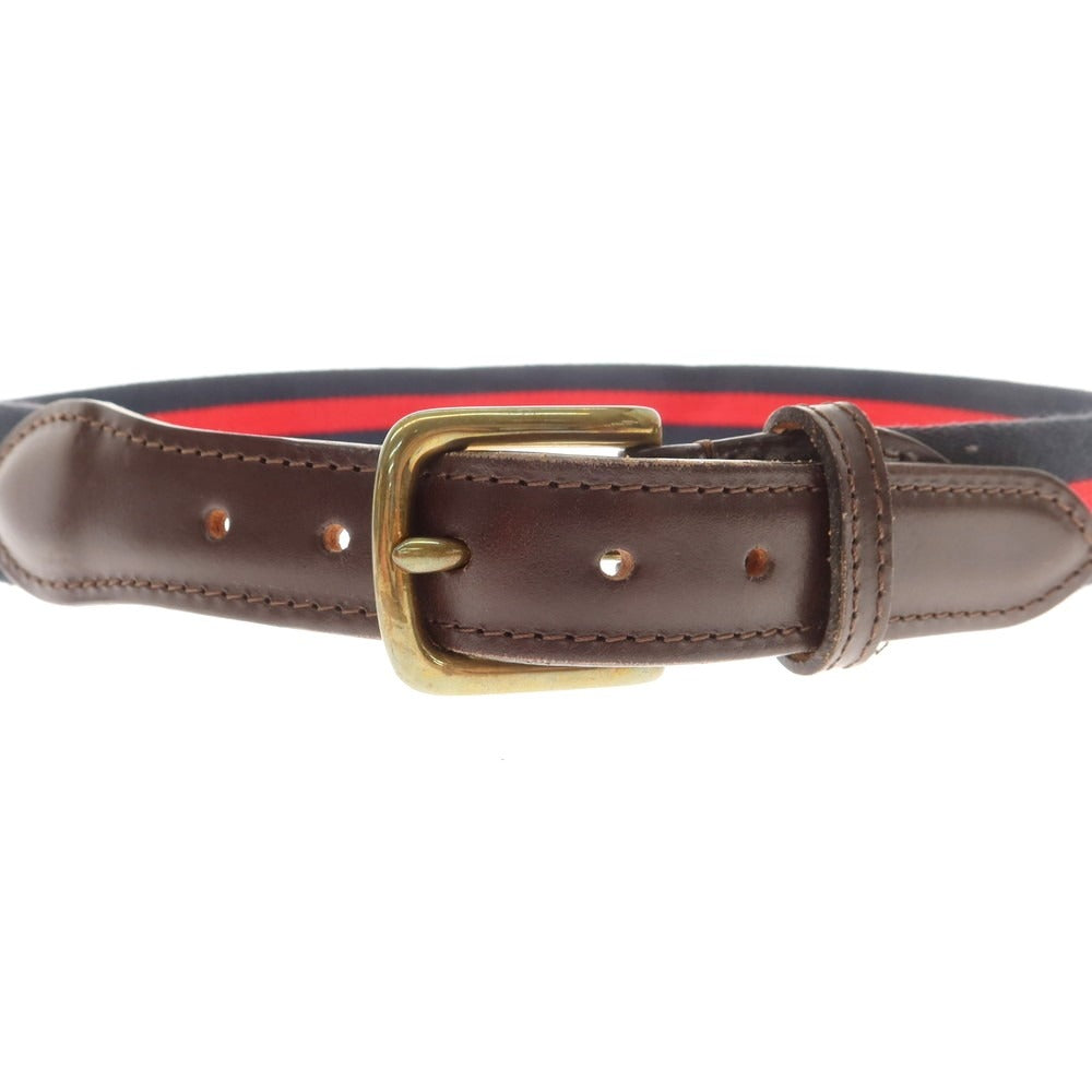 【中古】ホワイトハウスコックス Whitehouse Cox コットン×レザー ベルト ネイビーxレッド【 80 】【 状態ランクC 】【 メンズ 】