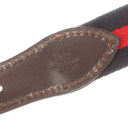【中古】ホワイトハウスコックス Whitehouse Cox コットン×レザー ベルト ネイビーxレッド【 80 】【 状態ランクC 】【 メンズ 】