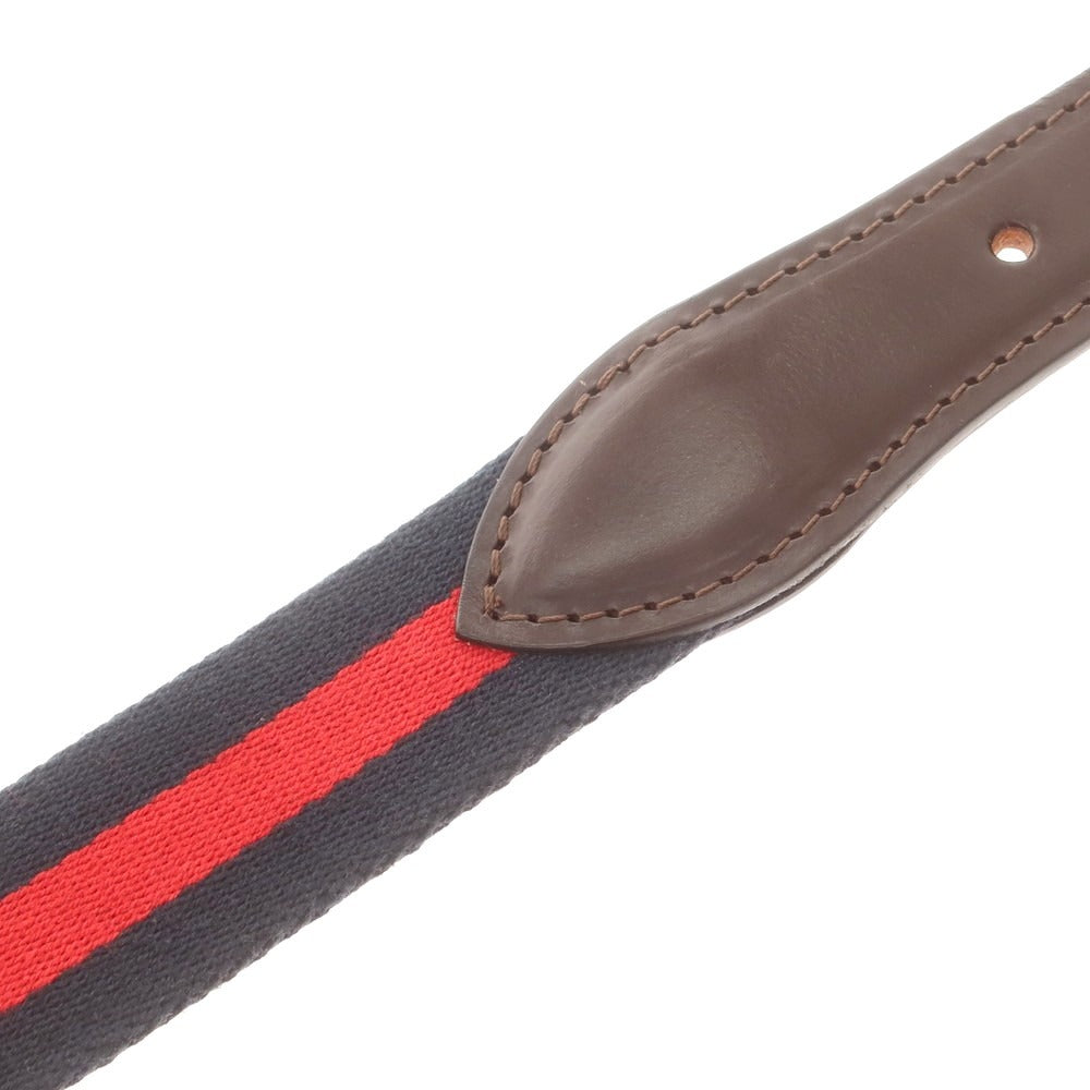 【中古】ホワイトハウスコックス Whitehouse Cox コットン×レザー ベルト ネイビーxレッド【 80 】【 状態ランクC 】【 メンズ 】