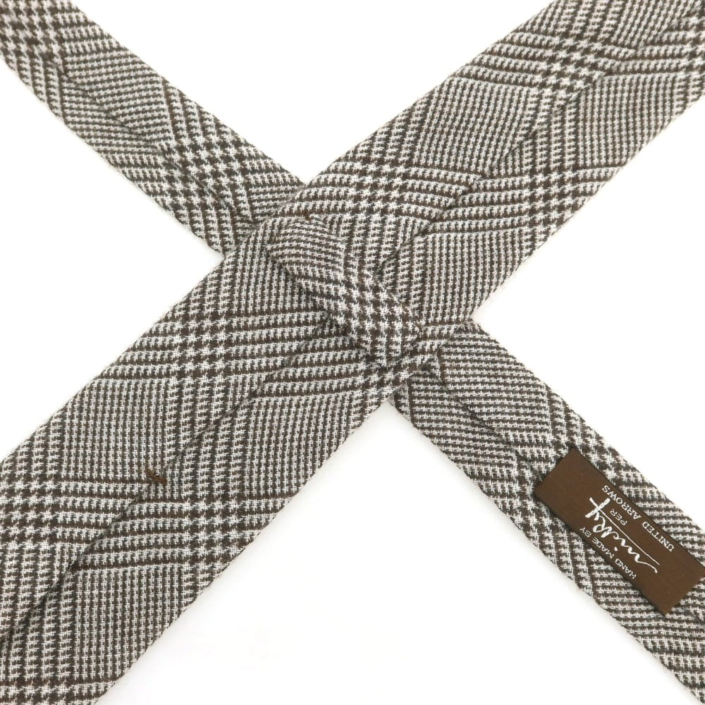 【中古】ニッキー nicky UNITED ARROWS別注 ウール グレンチェック柄ネクタイ ブラウンxホワイト【 状態ランクB 】【 メンズ 】