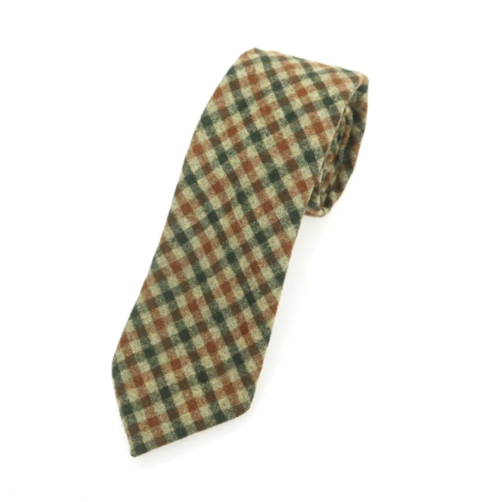 【中古】フィオリオ FIORIO UNITED ARROWS別注 ウール チェック柄ネクタイ グリーンxブラウン【 状態ランクB 】【 メンズ 】